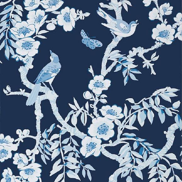 Обои Thibaut T20844 Yukio Navy and White