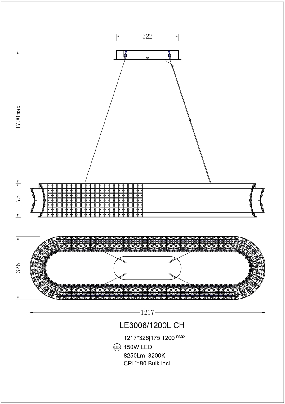 Подвесная люстра Tendre LE3006/1200L CH