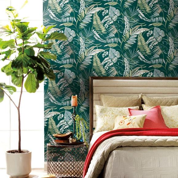Обои York TC2621 Tropical Toss Dark Green