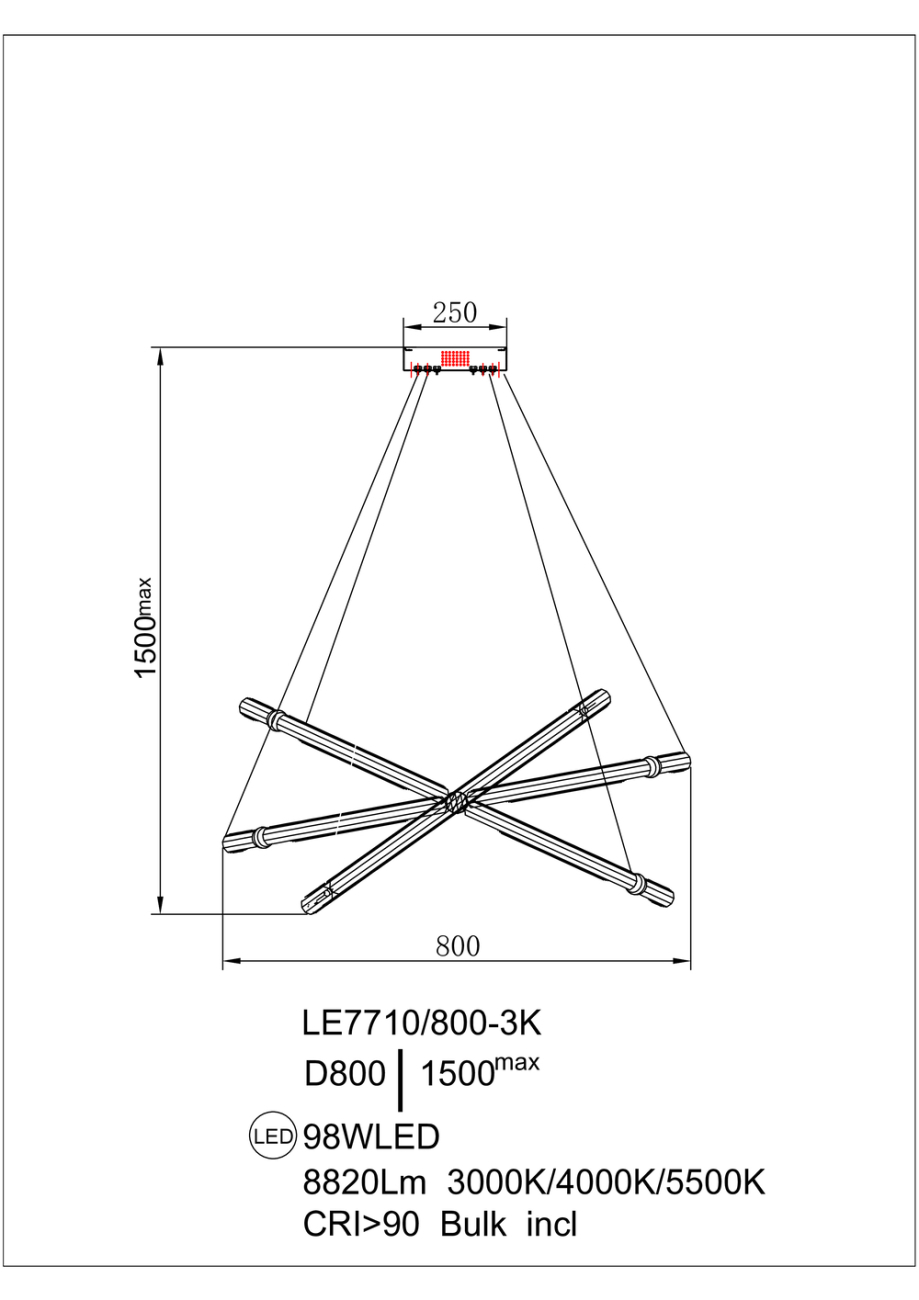Подвесная люстра Ani LE7710/800-3K Gold