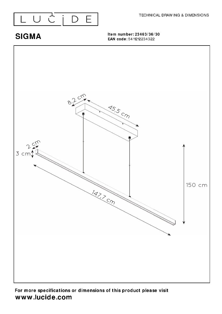 Подвесной светильник Lucide Sigma 23463/36/30