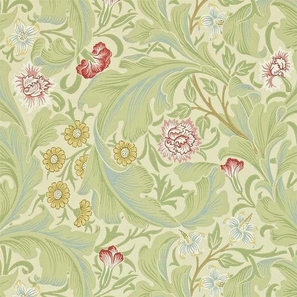 Обои Morris 212543 Leicester Green/Coral