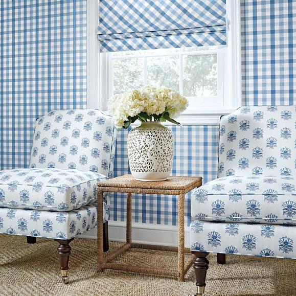 Обои Anna French AT15147 Saybrook Check Light Blue