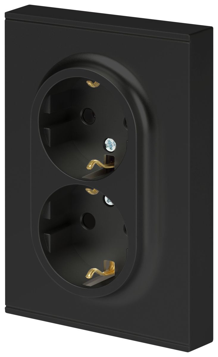 Розетка Эра Arktik 16-2105-05 двойная с заземлением 2X2P+E Schuko со шторками 16А-250В антрацит Б0070458