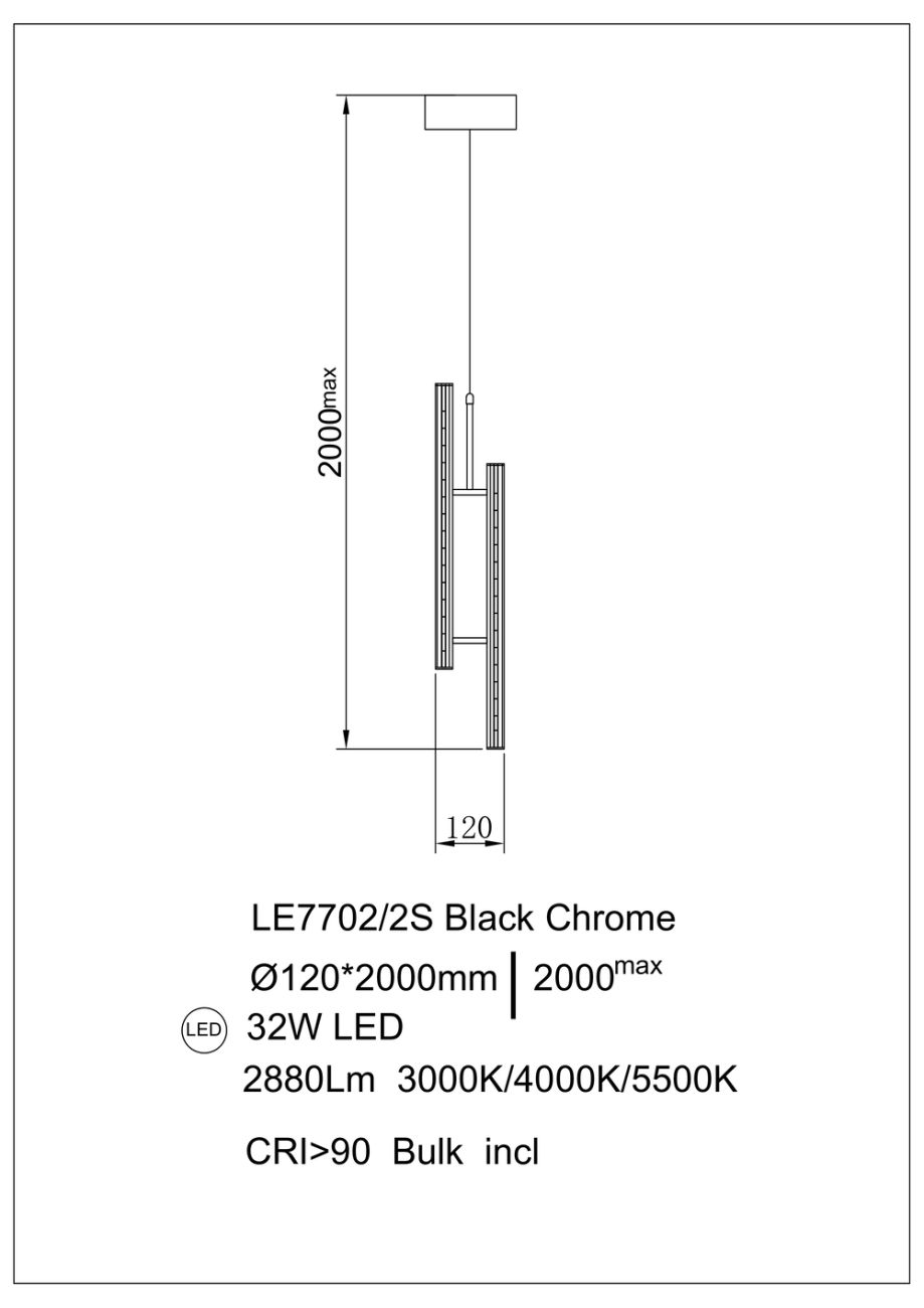 Подвесной светильник Christine LE7702/2S Black Chrome