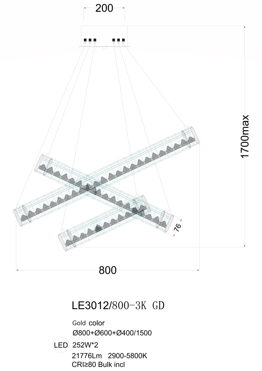Подвесная люстра Delaina LE3012/800-3K GD