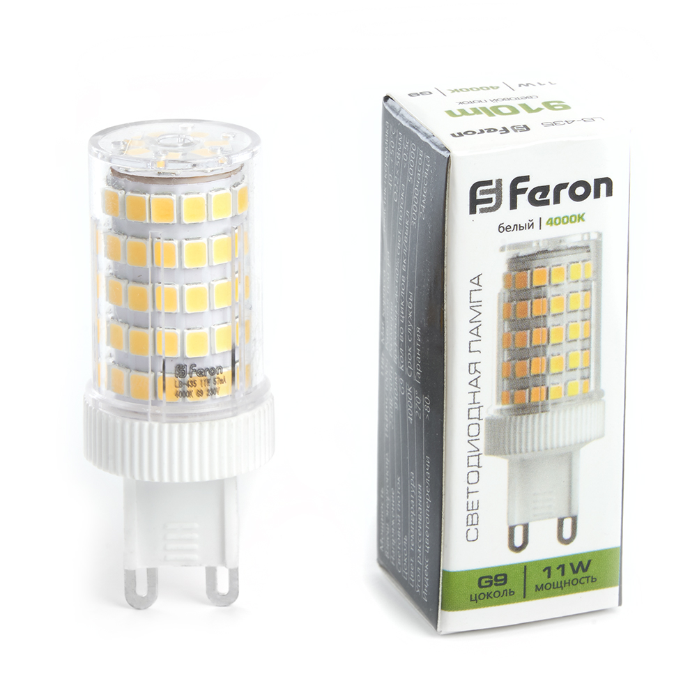 Лампа светодиодная Feron G9 11W 4000K капсульная LB-435 38150