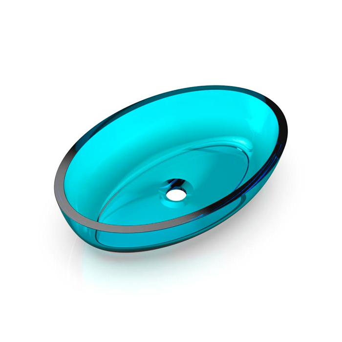 Knief Oval Shape Раковина накладная 55x37x13см., без отв., из полимерного материала, цвет: Aquamarin Blue # 100