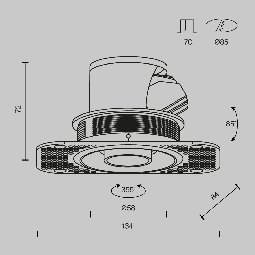 Встраиваемый светильник Maytoni Technical Focus LED mini DL127-8W3K-TRS-B