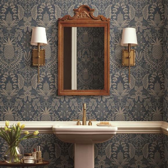 Обои York RF7486 Pineapple Damask Navy