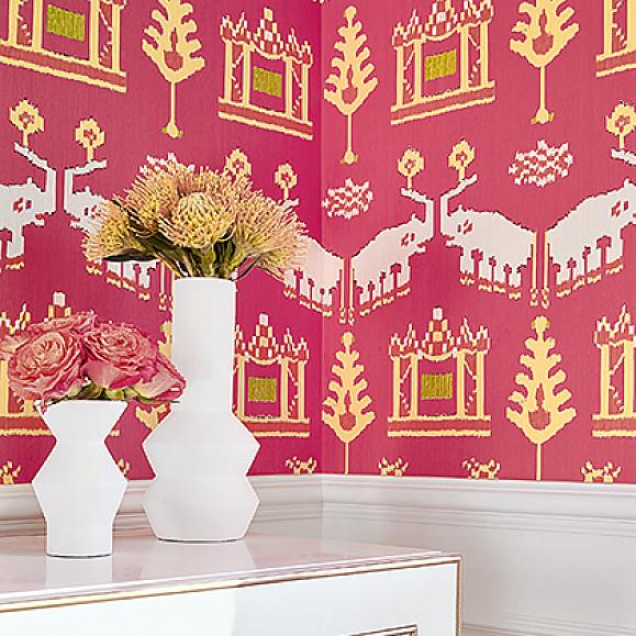 Обои Thibaut T10640 Kingdom Parade Pink