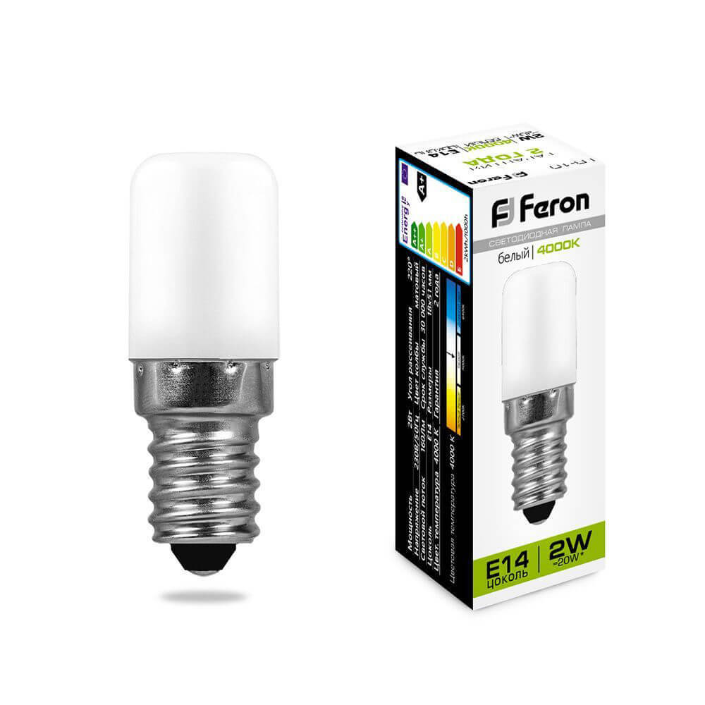 Лампа светодиодная Feron E14 2W 4000K Цилиндр Матовая LB-10 25897