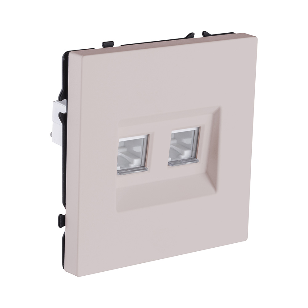 Розетка двойная Ethernet RJ45 Cat.6, кашемир матовый Kollinger Eclipse EC-018CM