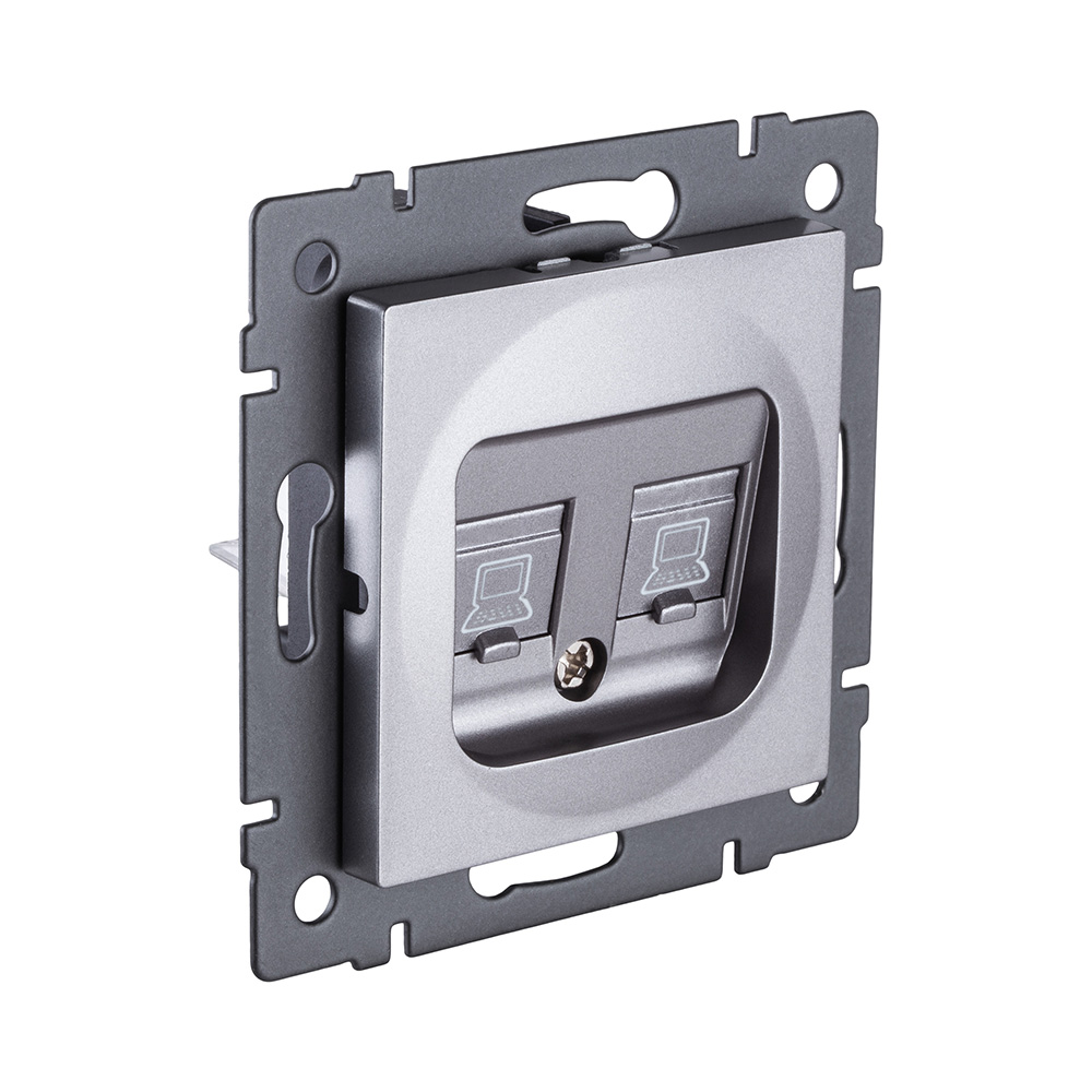 Розетка двойная Ethernet RJ45 Cat.5, серый Kollinger REA-015GY для Aspekt, Eleganz, Reflex