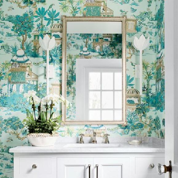 Обои Thibaut T20826 Mystic Garden Spa Blue