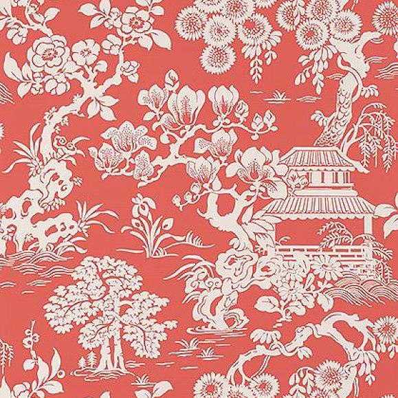 Обои Thibaut T13305 Japanese Garden Coral