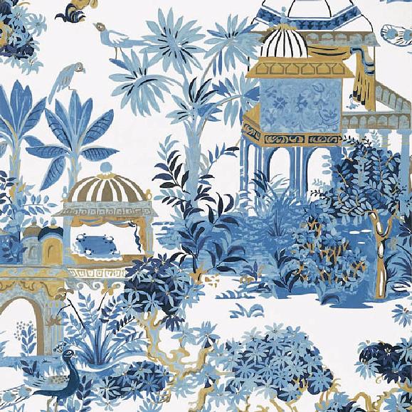 Обои Thibaut T20821 Mystic Garden Blue and White