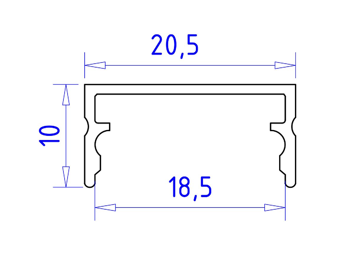 Алюминиевый накладной профиль Ambrella Light Alum Profile GP2001AL