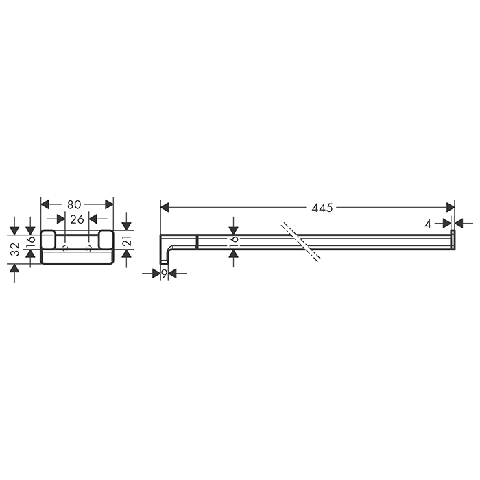 Hansgrohe AddStoris Полотенцедержатель 44.5см., двухрожковый, цвет: черный матовый