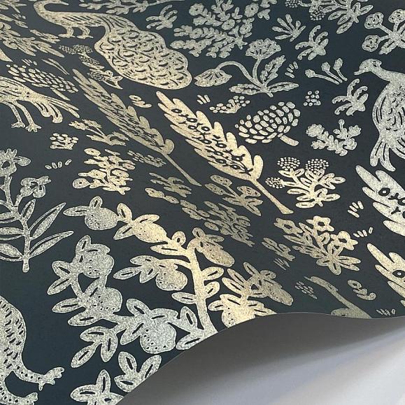 Обои York RP7372 Menagerie Toile Navy & Metallic Silver