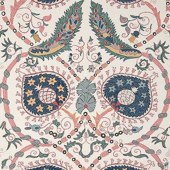 Обои Thibaut T13219 Lewis Coral and Blue