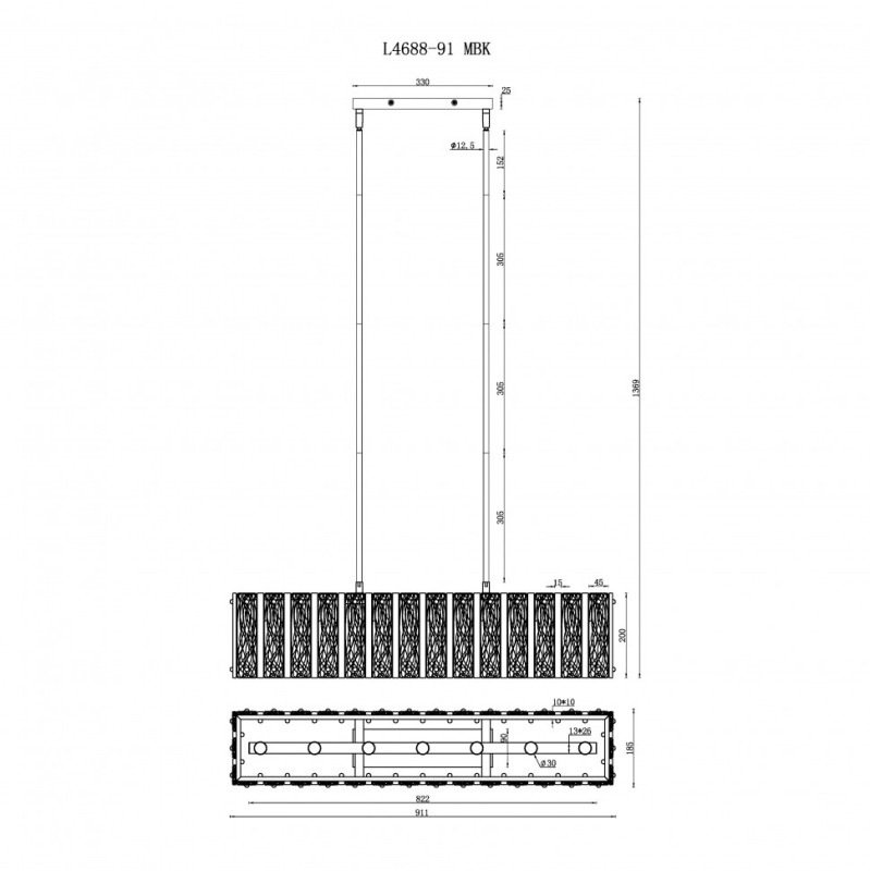 Подвесная люстра iLamp Panorama L4688-91 MBK