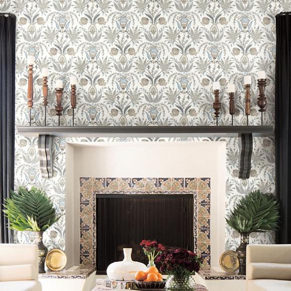 Обои York MN1915 Seaside Jacobean White/Taupe/Blue