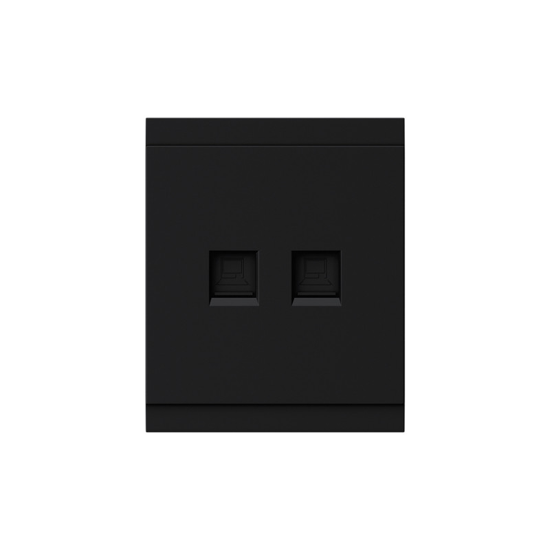 Розетка SETE компьютерная двойная RJ45+RJ45 кат6 с/у антрацит IP20/IP44 KRANZ KR-79-0724-4