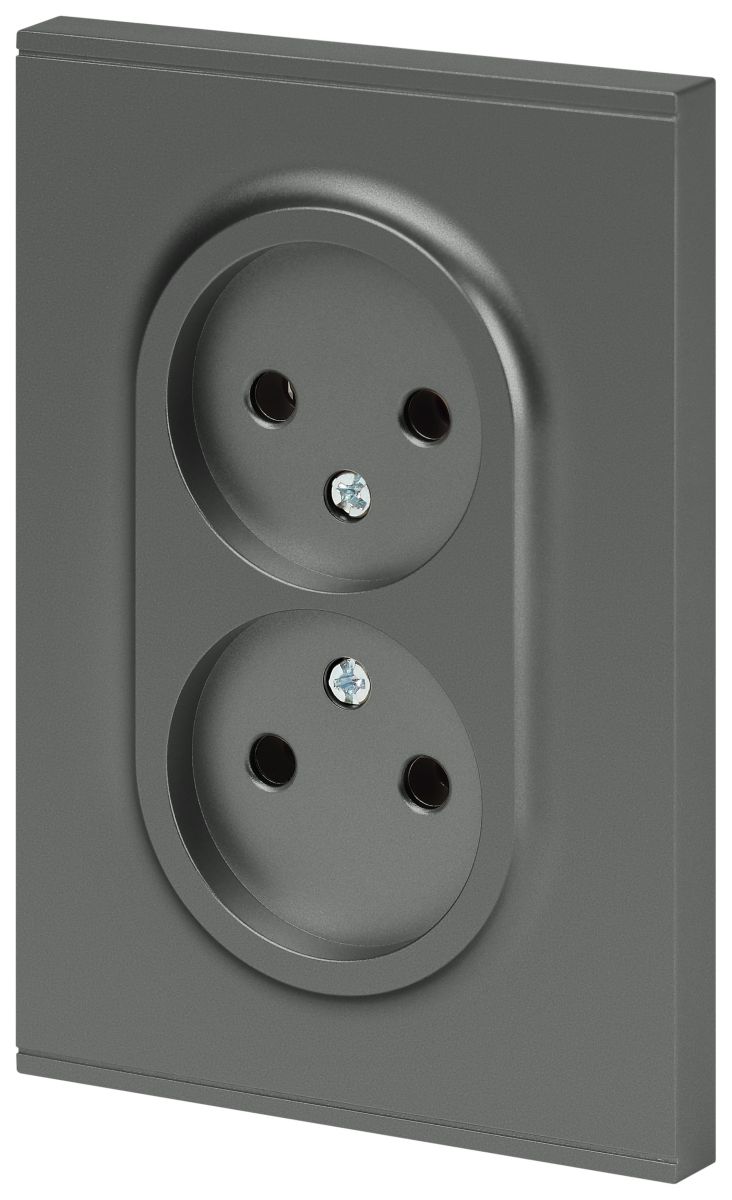 Розетка Эра Arktik 16-2107-06 без заземления двойная 2X2P 16А-250В графит Б0071686