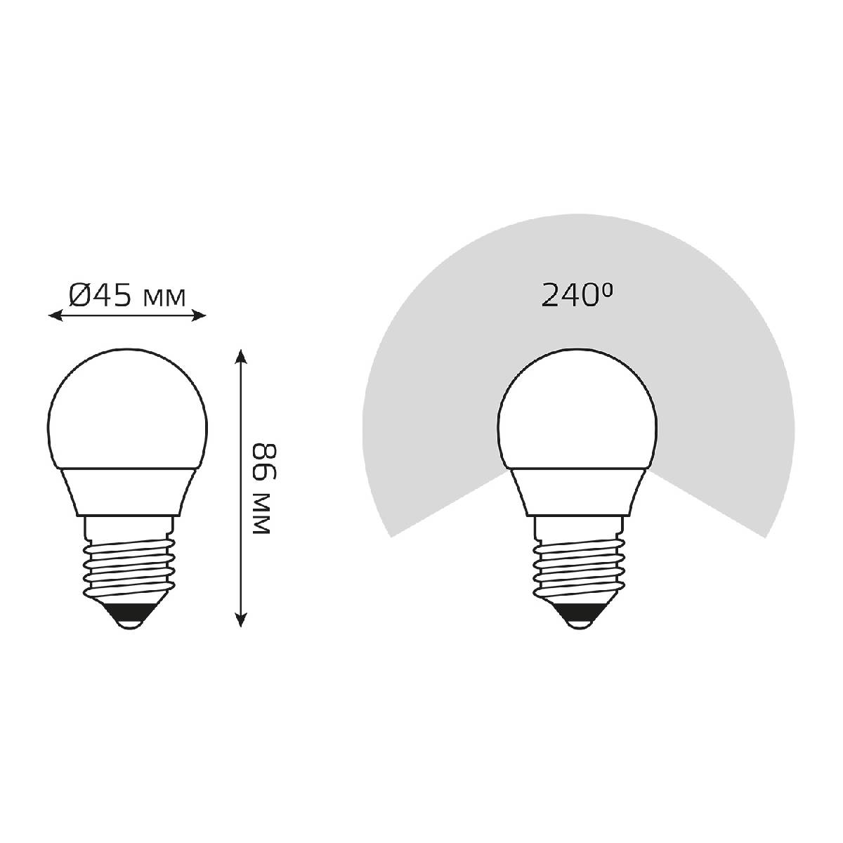 Лампа светодиодная Gauss E27 12W 6500K шар матовый 53232