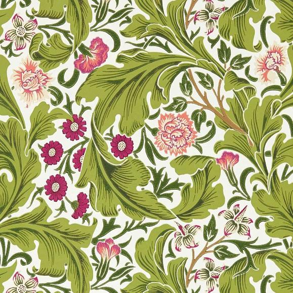 Обои Morris 217334 Leicester Sour Green/Plum