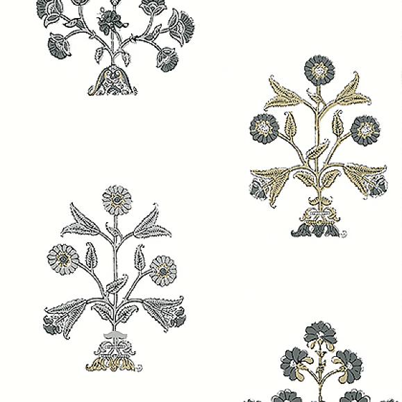 Обои Thibaut T10666 Indian Flower Black and White