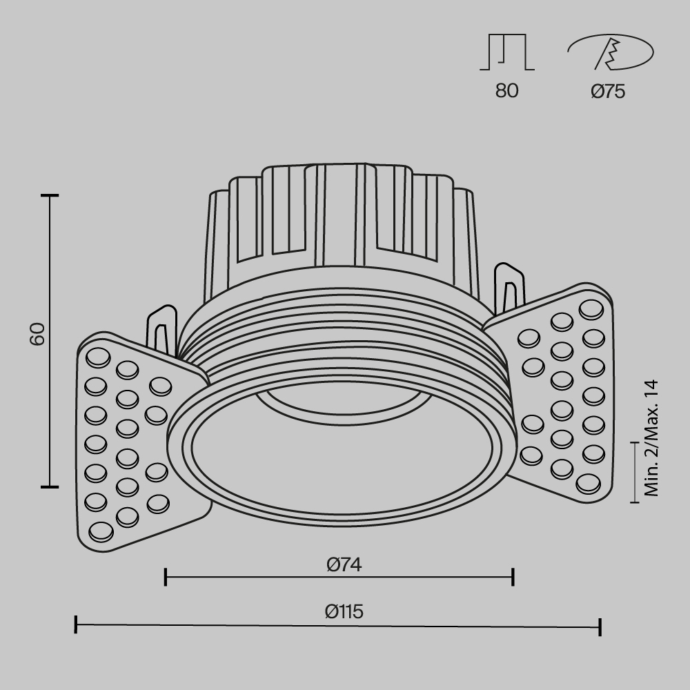 Встраиваемый светильник Maytoni Round DL058-12W2.7K-TRS-W