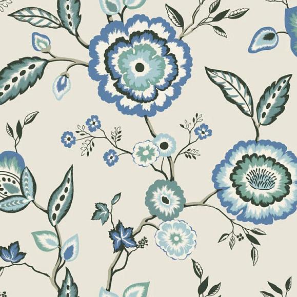Обои York GO8231 Dahlia Blooms Dove/Cornflower