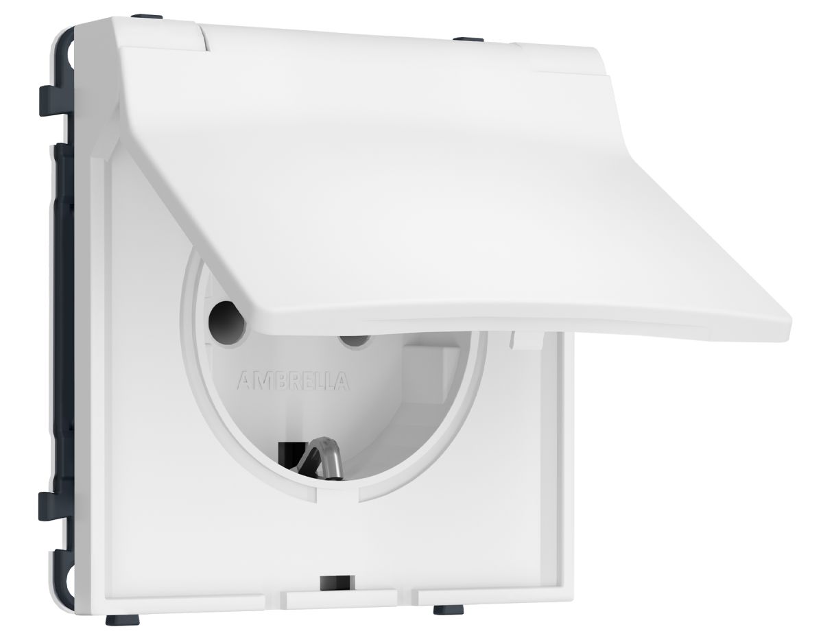 Комплект механизма электрической розетки SIGMA Белый матовый 50Hz 2P+E с/з с/ш и крышкой IP44 16A-250V QUANT PRO Ambrella Volt MS128010 (SP1280, PR141)