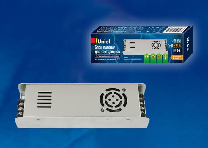 Блок питания (UL-00002435) Uniel 24V 360W IP20 15A UET-VAS-360B20 24V IP20