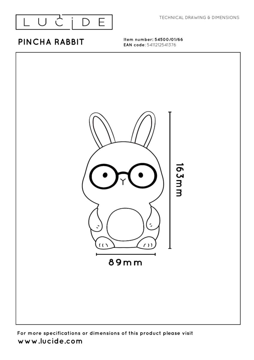 Настольная лампа Lucide Pincha Rabbit 54500/01/66