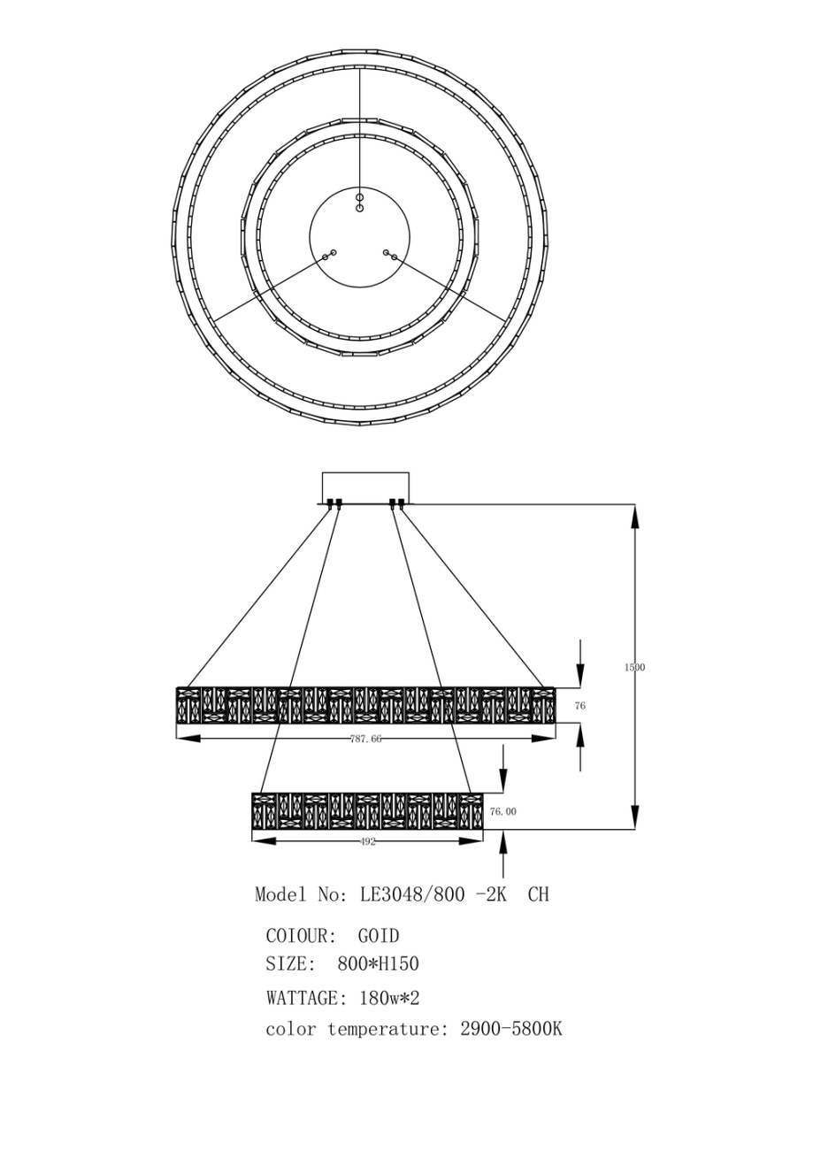 Подвесная люстра Afina LE3048/800-2K CH