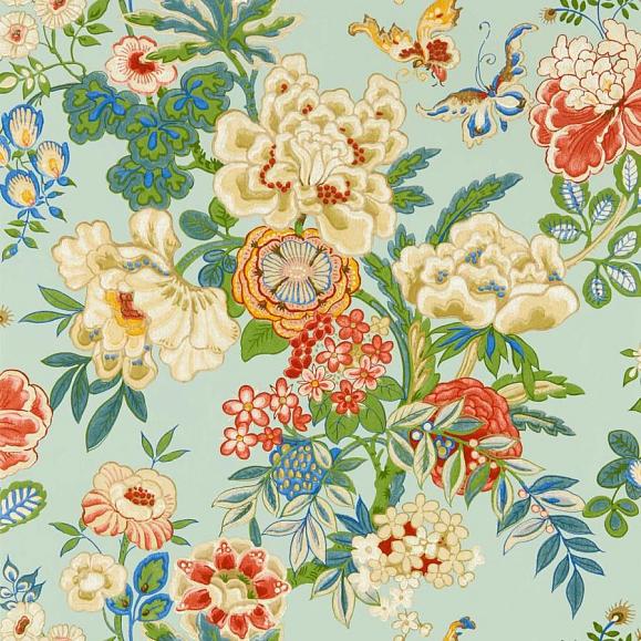 Обои Sanderson DWAW217122 Jade/Apricot Emperor Peony