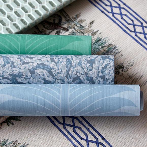 Обои Zoffany 313023 Marsden'S Palm Damask Blue Stone