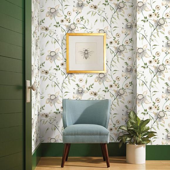 Обои York BL1793 Dream Blossom White/Green