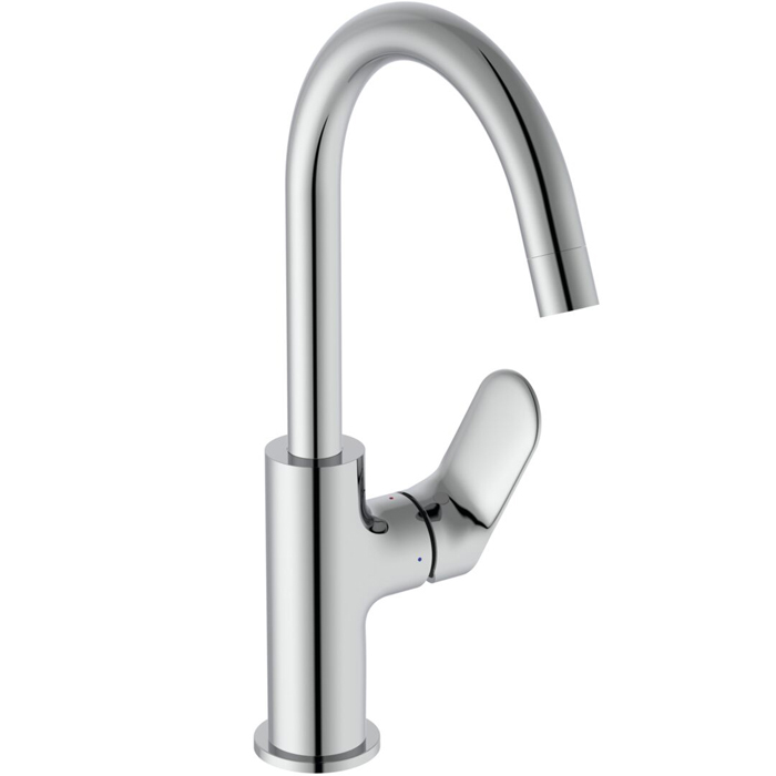 Ideal Standard Ceralife O Смеситель для раковины, на 1 отв., H21.5см., с поворотным изливом, с донным клапаном, цвет: хром