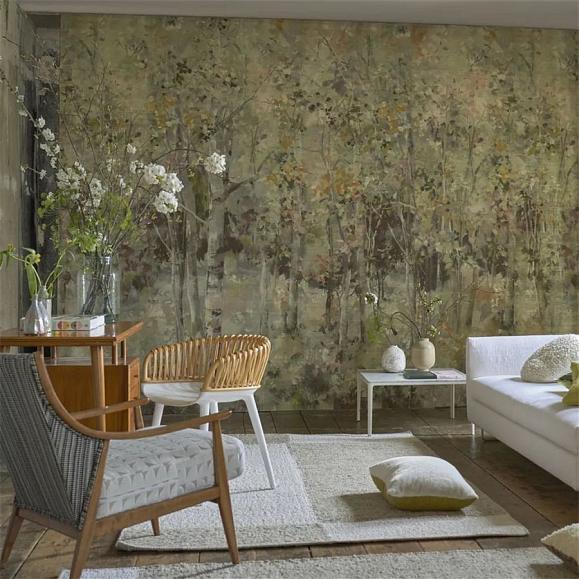 Панно Designers Guild PDG1185/01 Bois De Bouleau Grasscloth Scene 1 Sepia