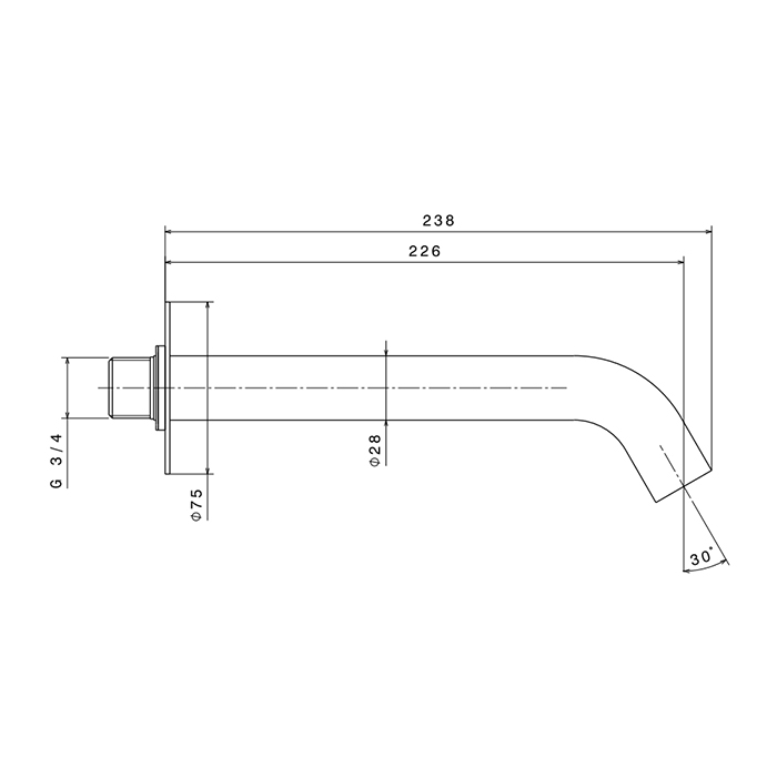 Newform X-STEEL 316 Излив для ванны, настенный, L=22.6см., G3/4" , цвет: PVD Brushed copper bronze