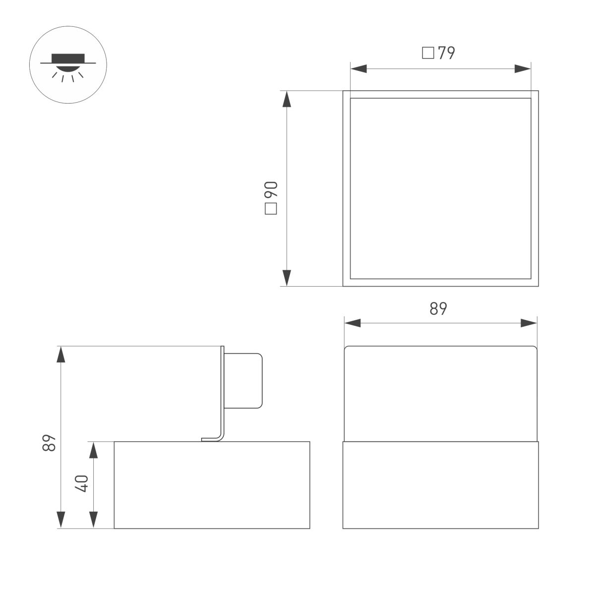 Светильник грильято влагозащищенный Arlight DL-GRIGLIATO-S90x90-12W Warm3000 (Черный, 90 deg, 230V) (IP54 Металл) 059852