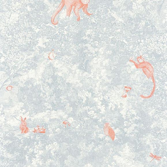 Обои Casadeco 87256032 Jardin des Merveilles Bleu Givre / Clementine