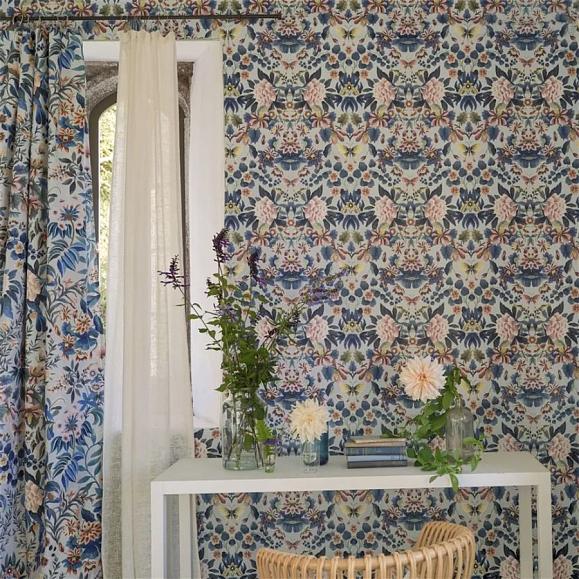 Обои Designers Guild PDG1156/04 Ikebana Damask Slate Blue
