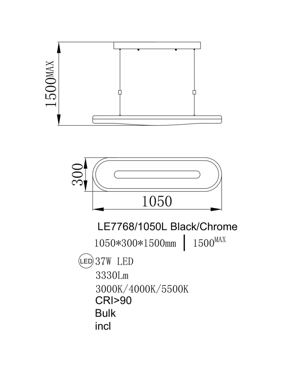 Подвесная люстра Celeste LE7768/1050L Black Chrome