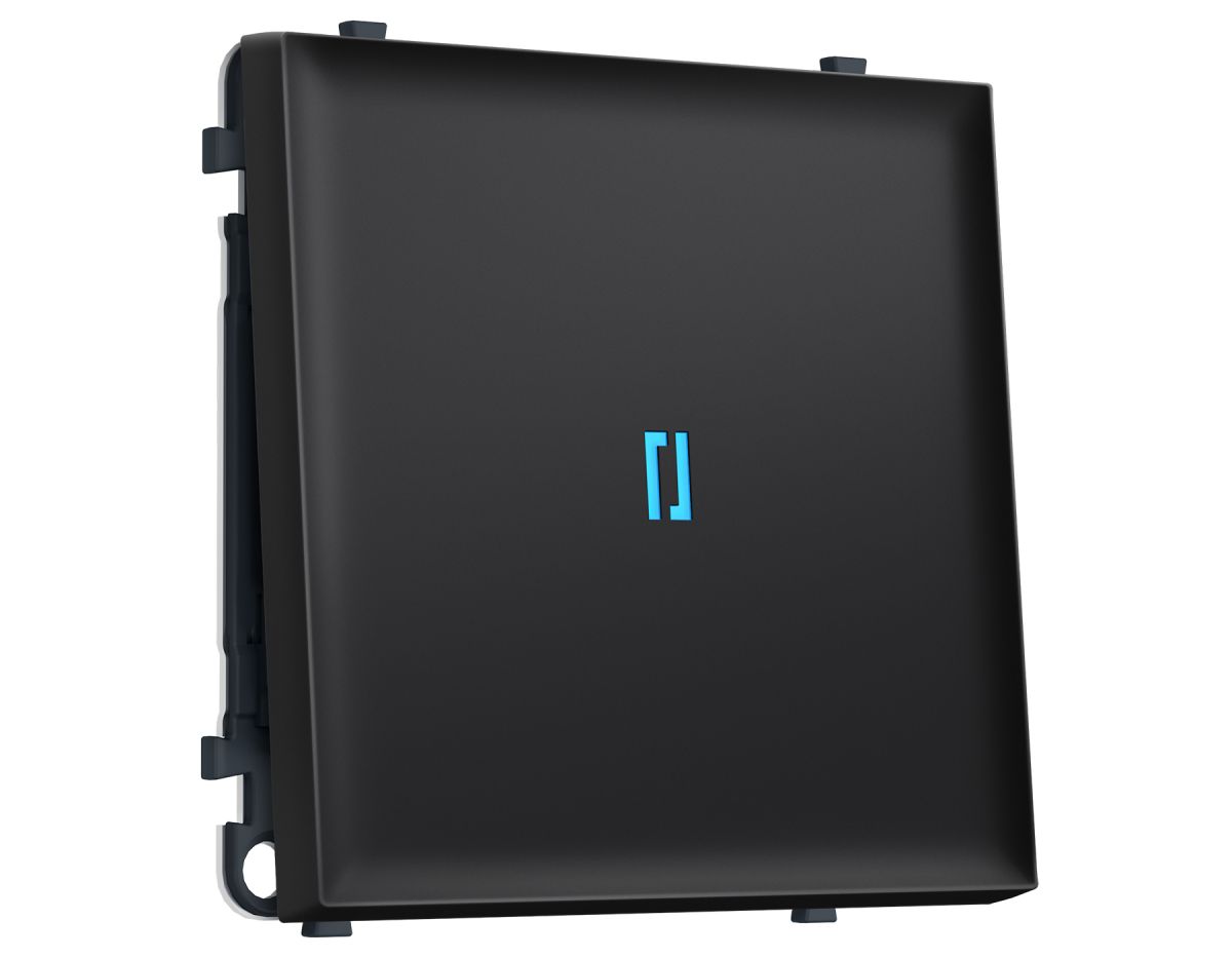 Комплект механизма 1-кл проходного выключателя с подсветкой 10000K SIGMA Черный матовый 10A-250V QUANT PRO Ambrella Volt MS802040 (SP8020, PR105, G29B)