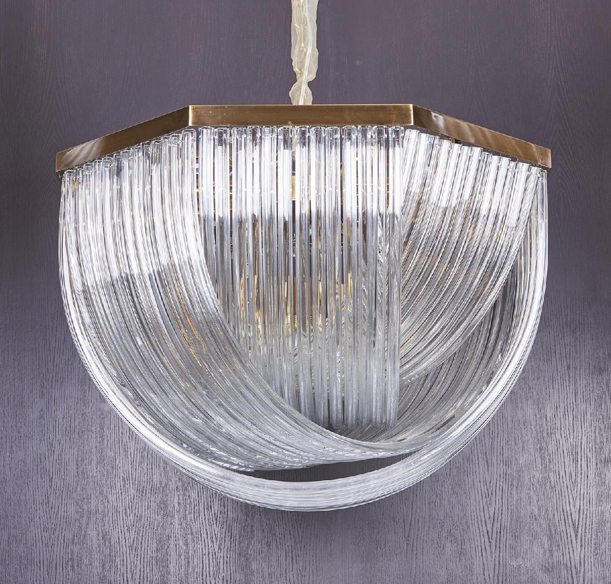 Подвесной светильник Delight Collection Murano Glass A001-800 L12 brass/clear